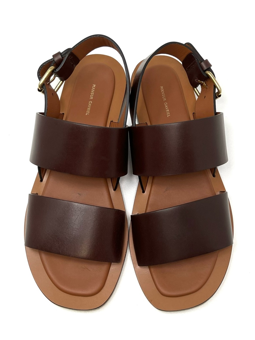 Mansur Gavriel Double Strap Sandals Size 38/8 Chocolate Brown Leather Flats EUC - Picture 6 of 12